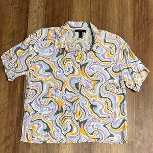 Forever 21 Abstract Button Down Tee
